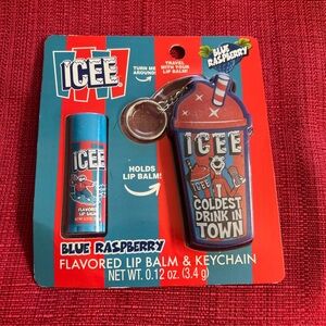 Ice Blue Raspberry Flavored Lip Balm & Keychain